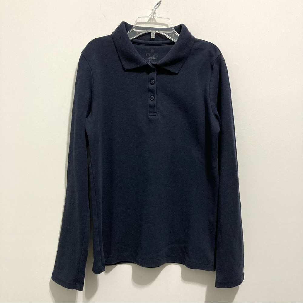 Chaps Navy Blue Polo School Uniform Long Sleeve Shirt Unisex